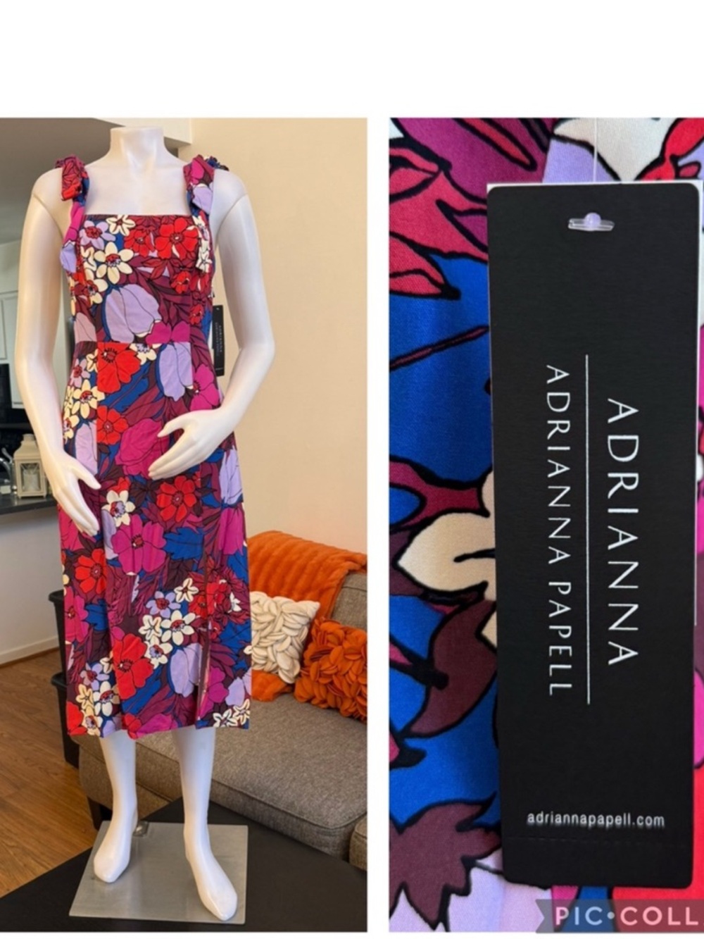 ❣️🆕ADRIANNA PAPELL Berry Multi Tie Shoulder Floral Dress❣️